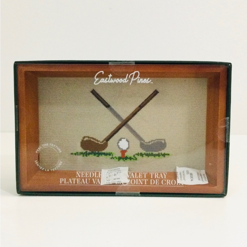 NEW Eastwood Pines Golf Needlepoint Valet Tray